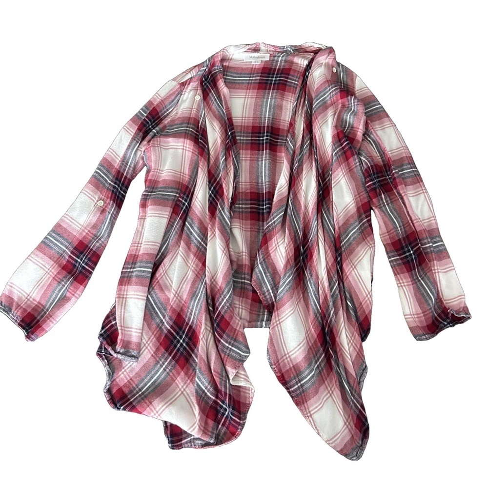 Plaid Open Front Motherhood Maternity Cardigan Size Large
